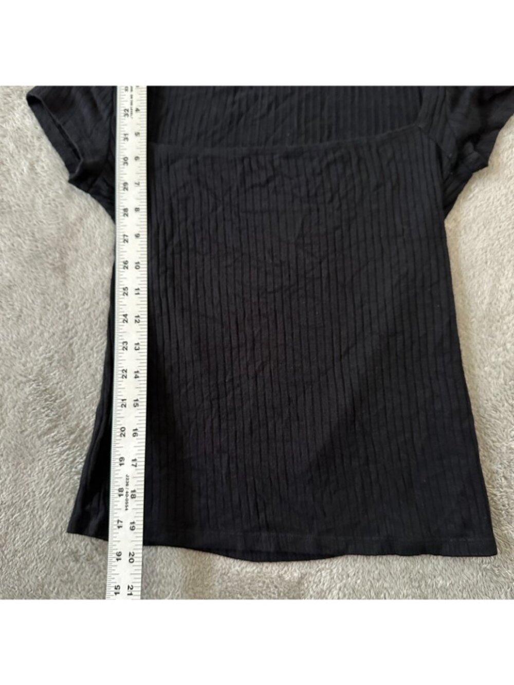 Reformation Square Neck Cap Sleeve Black Ribbed Tee Shirt SMALL - Picture 4 of 6